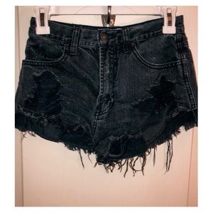 Black Ripped Jean High-Waisted Shorts.
